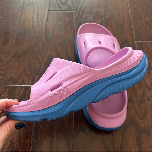 HOKA Ora Recovery Slide 3 Sandal, Size 7.5, Color: Cyclamen Coastal Sky - Picture 1 of 7